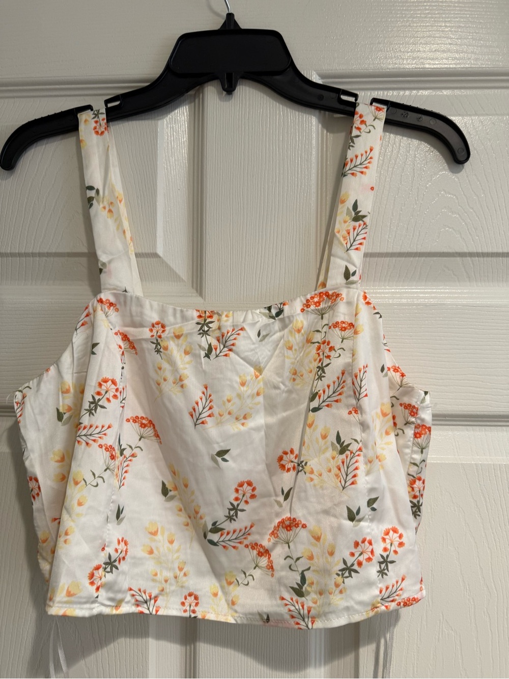 Petal & Pup White Floral Tank with Orange and Yellow Blooms